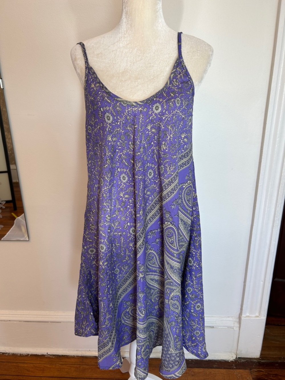 Blue-Purple Printed Midi Slip Dress